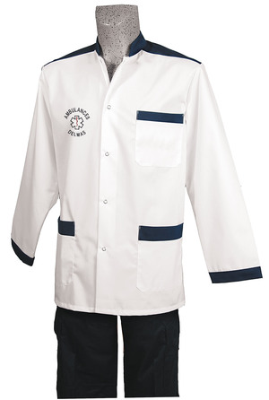 BLOUSE BLANC/MARINE M. LONGUES AMBULANCIER vêtements ambulanciers 